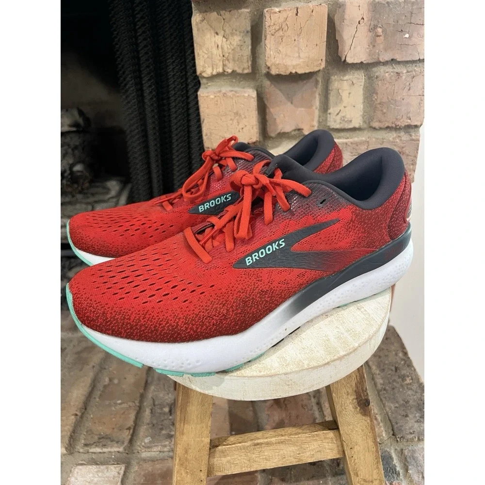Brooks Ghost 16 Mens Size 11 D Fiery Red Ebony Cockatoo Running Shoes 110418